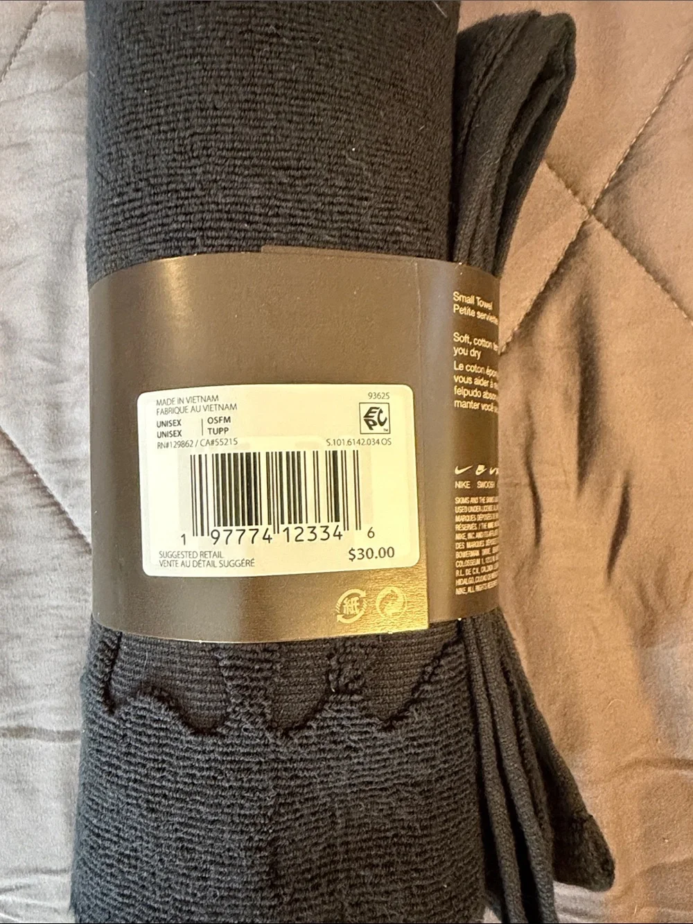NikeSkims Small Towel Workout Hand Obsidian black NWT